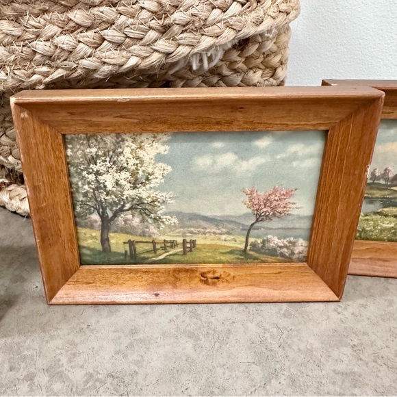 Set 3 Vintage Framed Landscape Prints Hand Painted Pictures Wall Decor MCM - Picture 7 of 16